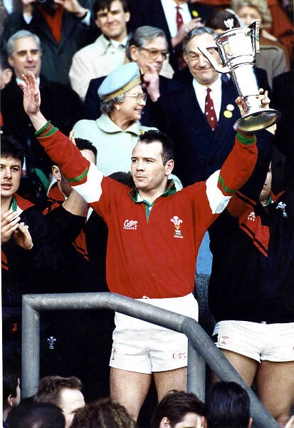 Ieuan Evans pictured with the Five Nations Trophy at Twickenham