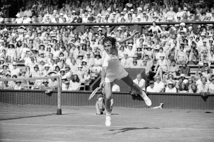 Framed Print : Ilie Nastase, Romanian Tennis Player in action on Centre Court