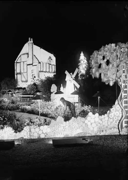 Framed Print : Illuminations at Morecombe Lancs 1950 Enchanted Gardens