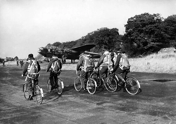 Images believes to show aircrew members of the 106th Bomber Squadron seen here cycling