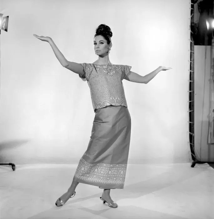 Framed Print : Imogen Woodford modelling a outfit with a far eastern influence. 1965 Framed Print : Imogen Woodford modelling a outfit with a far eastern influence. 1965