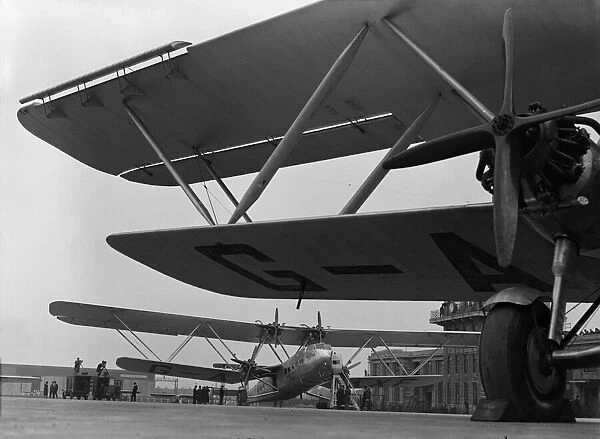 The Imperial Airways Handley Page H. P. 45 airliner Helena sit on the apron of Croydon