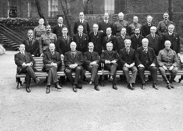 The Imperial War Cabinet of 1917 pose for the photographers in the gardens of Number 10