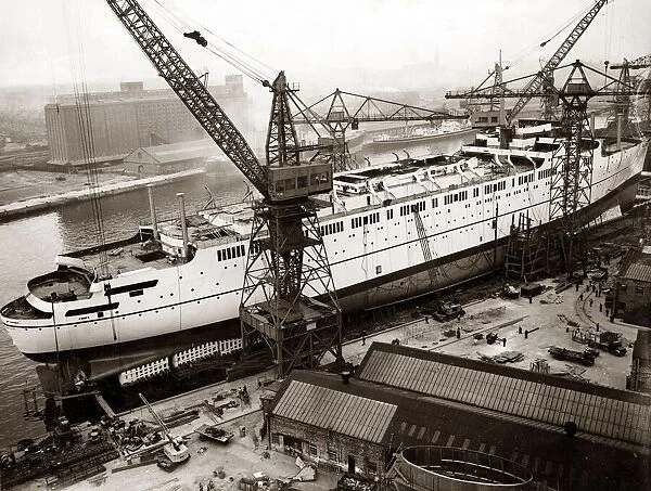 An impressive study of the great new liner Empress of Britain taken from one of