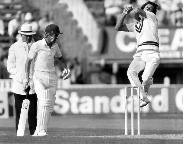 Imran Khan bowling for Pakistan against Surrey at the Oval, Kennington