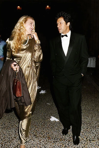 Imran Khan Cricket with jerry hall on a night out. May 1995