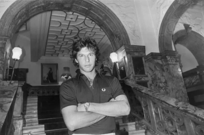 Framed Print : Imran Khan at a hotel in London. 13th August 1982 Framed Print : Imran Khan at a hotel in London. 13th August 1982