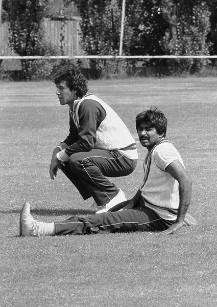 Imran Khan and Javed Miandad training at Edgbaston. 28th July 1982