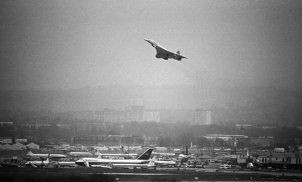 Inaugural commercial flights of the supersonic airliner Concorde on 21st January 1976