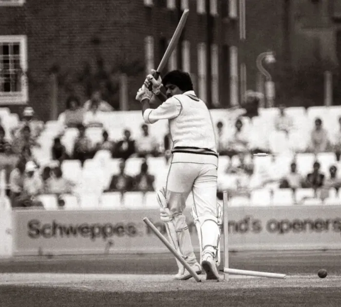 Framed Print : Indian Cricketer Kapil Dev - September 1979 bowled out Framed Print : Indian Cricketer Kapil Dev - September 1979 bowled out