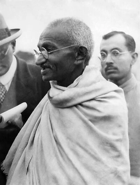 Indian spritual leader Mahatma Gandhi during a visit to Britain