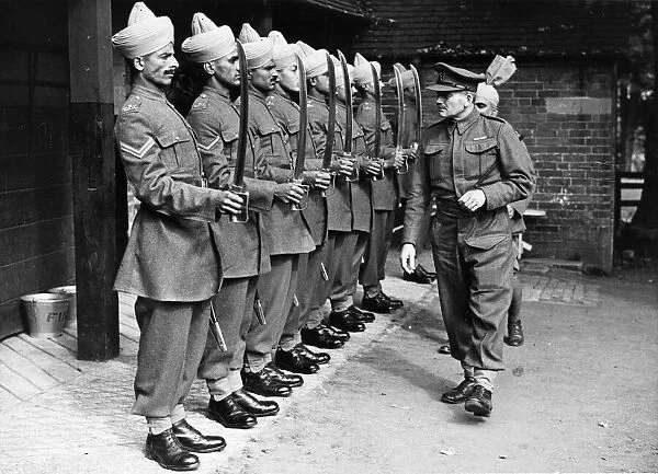 Indian Troops in camp in Derbyshire. The officer commanding the unit