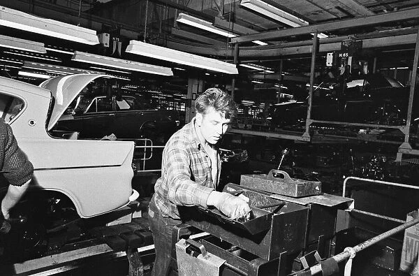 Industrial feature on the city of Liverpool. Scenes inside the Ford factory at