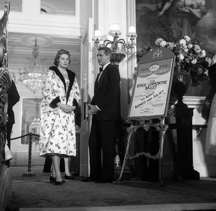 Framed Print : Ingrid Bergman December1957 filming in Covent Garden London with Cary Grant Framed Print : Ingrid Bergman December1957 filming in Covent Garden London with Cary Grant