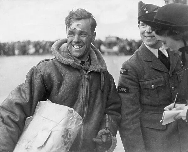An injured RAF man is welcomed home after being injured during a mission in Holland in
