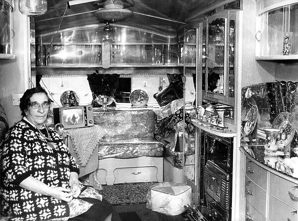 Inside a gypsy caravan in July 1968