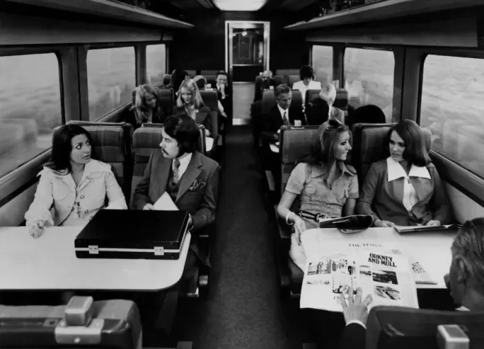 Framed Print : Inside a second class saloon of an Inter-City 125 train on 1st May 1977 Framed Print : Inside a second class saloon of an Inter-City 125 train on 1st May 1977