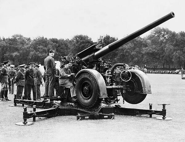 Inspection of 155th Butt of 52nd A. A Regiment R. A by General Viscount (stick under arm