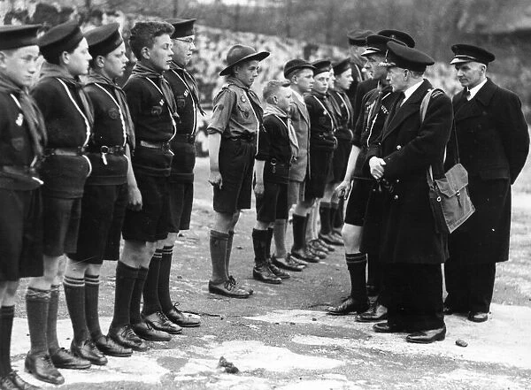Inspection of Sea Scouts by Commander W. L. Rosseter of the Royal Navy at Paignton