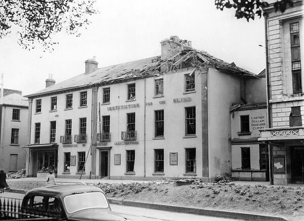 The Institution for the Blind in Swansea, Wales, after an air raid attack. February 1941