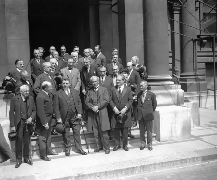 Framed Print : Inter-Allied conference in London 17th July 1924 Front row left to right Frank Kellogg