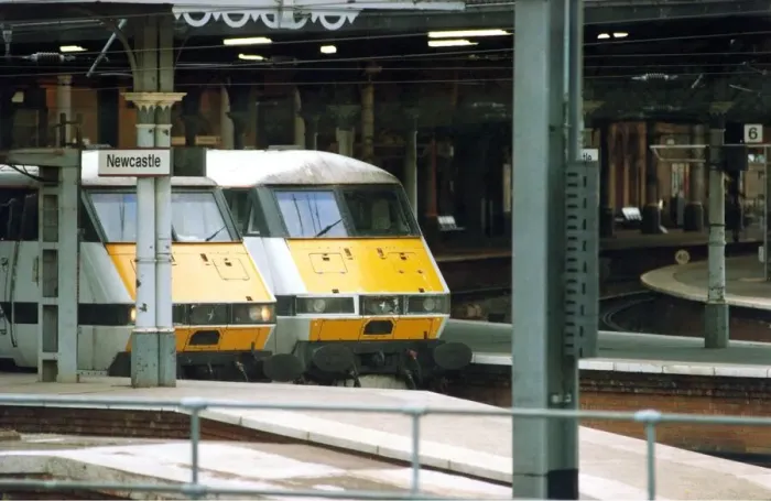 Framed Print : Two Inter-City 225 trains parked up in the Central Station, Newcastle on 15th June 1994