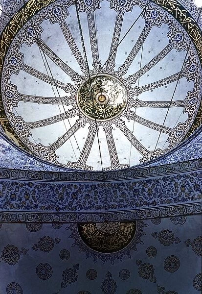 Interior decorative mosaic tiling in the Blue Mosque in Istanbul, Turkey