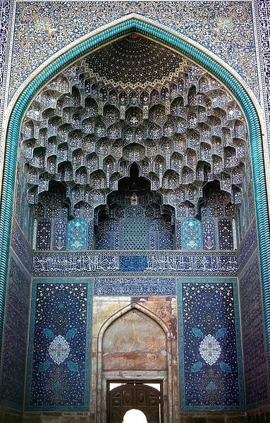 Interior decorative mosaic tiling in the Masjid-I-Shan mosque in Isfahan, Iran