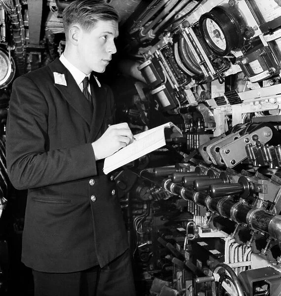 Interior shots from submarine H. M.s Taurus. March 1953 D1100-004