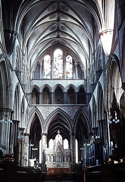 Interior view of Salisbury Cathedral looking towards the High Altar - Wiltshire