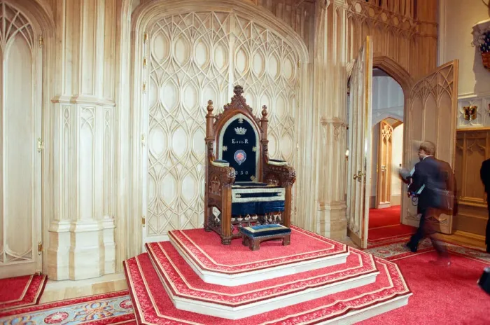 Framed Print : Interior view of Windsor Castle showing restoration after it was damaged by fire in 1992 Framed Print : Interior view of Windsor Castle showing restoration after it was damaged by fire in 1992