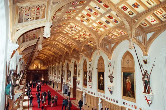 Framed Print : Interior view of Windsor Castle showing restoration after it was damaged by fire in 1992 Framed Print : Interior view of Windsor Castle showing restoration after it was damaged by fire in 1992