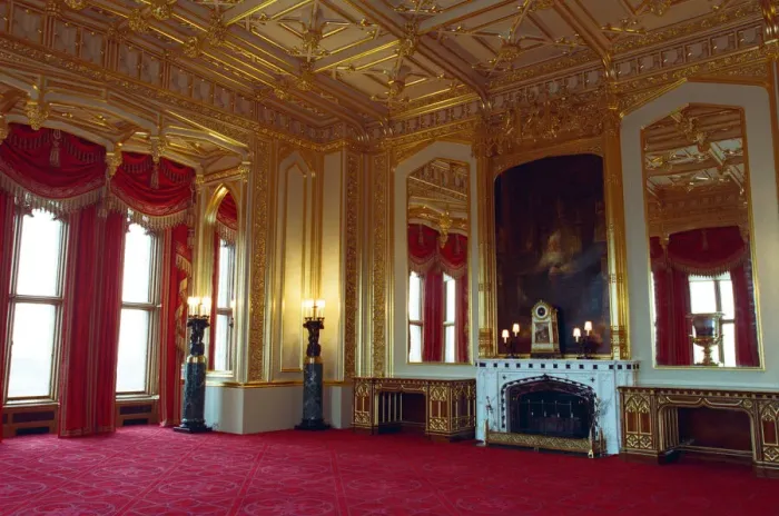 Framed Print : Interior view of Windsor Castle showing restoration after it was damaged by fire in 1992 Framed Print : Interior view of Windsor Castle showing restoration after it was damaged by fire in 1992