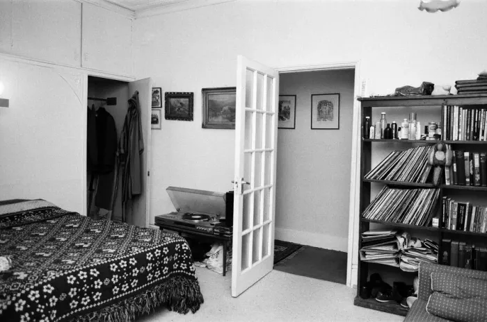 Framed Print : Interior views of accommodation in Clapham, London. Pictured, views of the bedroom