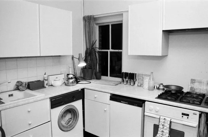 Framed Print : Interior views of accommodation in Clapham, London. Pictured, views of the kitchen Framed Print : Interior views of accommodation in Clapham, London. Pictured, views of the kitchen