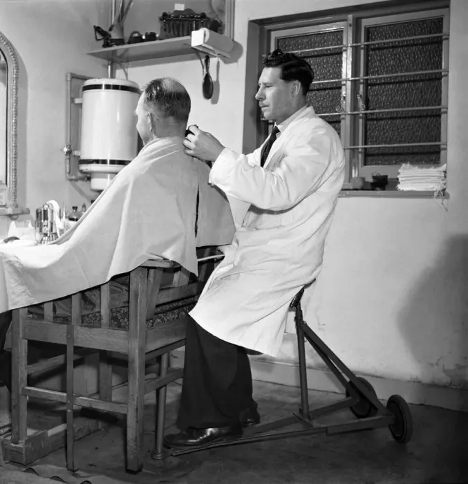 Framed Print : Inventions: The Mobile Barber Chair. 1960 A791 Framed Print : Inventions: The Mobile Barber Chair. 1960 A791