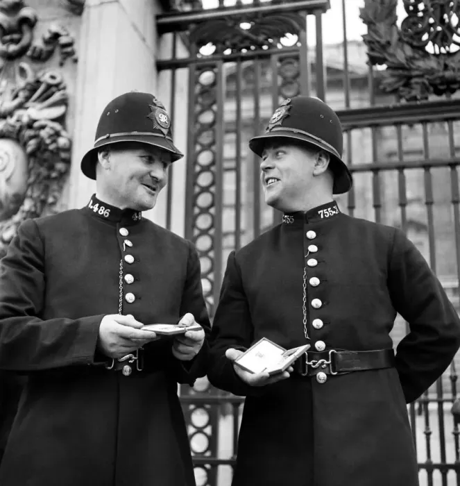 Framed Print : Investiture, Buckingham, Palace'. Policemen Jas Mackenzie Framed Print : Investiture, Buckingham, Palace'. Policemen Jas Mackenzie