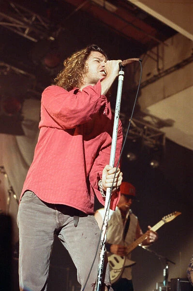 INXS performing at Cardiff University Students Union. Frontman Michael Hutchence