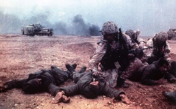 Iraqi Prisoners being held by Allied Troops during operation Desert Storm
