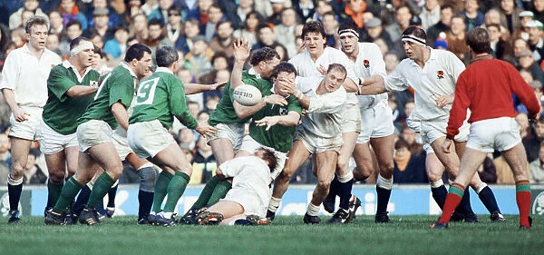 Irelands Gary Halpin seen here 2nd left with head band in action against England at