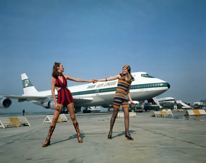 Framed Print : Irish fashion takes to the air for an Aer Lingus jumbo jet fashion show sponsored by ICI Framed Print : Irish fashion takes to the air for an Aer Lingus jumbo jet fashion show sponsored by ICI