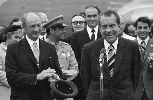 Irish premier Jack Lynch & American President Richard Nixon after his arrival at Shannon