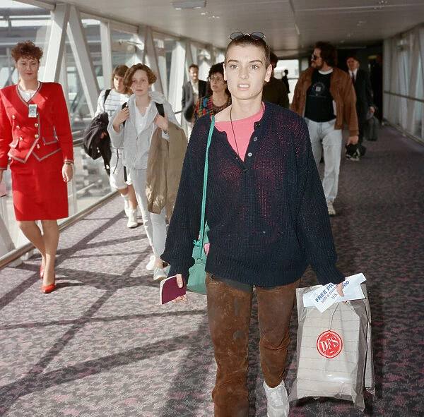 Irish singer Sinead O Connor arriving at Heathrow Airport from Los Angeles