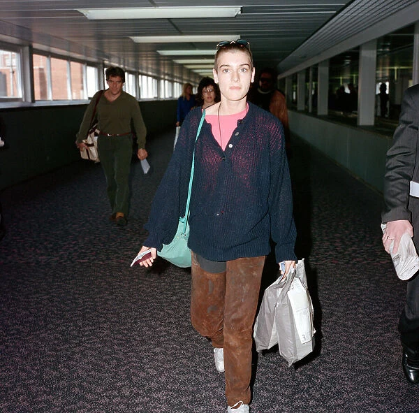 Irish singer Sinead O Connor arriving at Heathrow Airport from Los Angeles