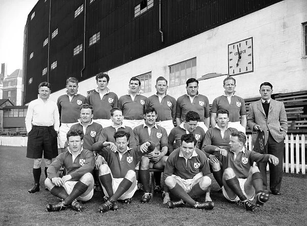 The Irish Team pose for a team photograph during the 1955 Five Nations Championship Circa