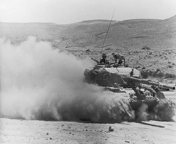 Israeli troops training in the Negev Desert, with a Centurion tank. June 1967