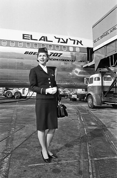Israelian air Stewardess in uniform. 13th February 1967