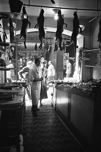 An Italian butchers, Parma, Italy Circa 1955