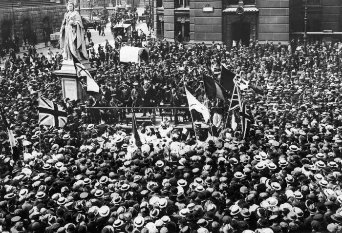 Framed Print : Italians Midland residents seen here demonstrating their support for the Allied cause Framed Print : Italians Midland residents seen here demonstrating their support for the Allied cause