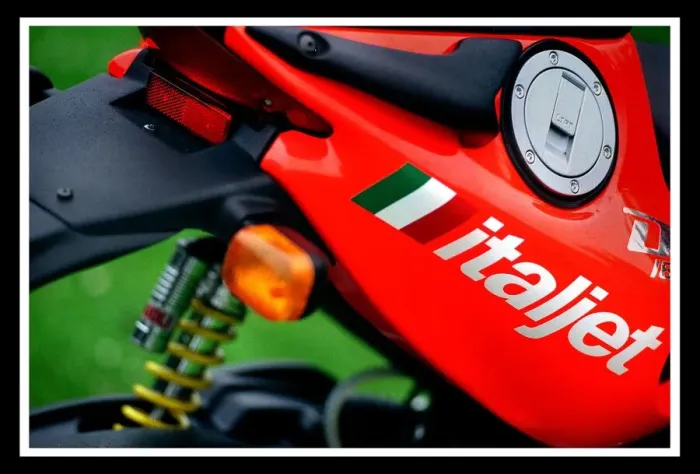 Framed Print : Italjet July 1999 Motorbike scooter logo fuel petrol cap